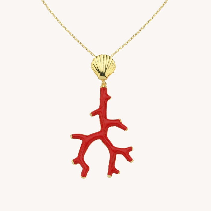 VIP【送料関税込】MONIES CORALS NECKLACE Luxurious Red Coral Pendant Necklace - 14k White Gold