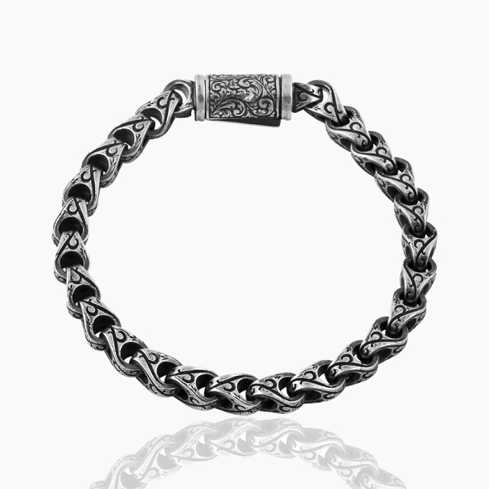 925 Sterling Silver Cylindrical Chain Bracelet