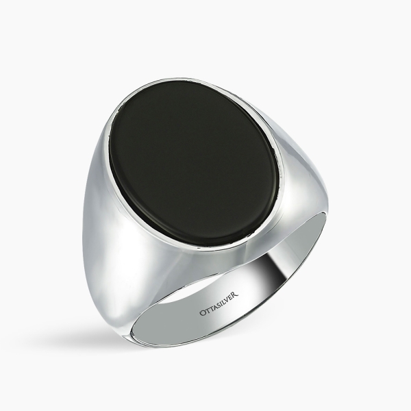 Classic Casual Oval Silver Ring