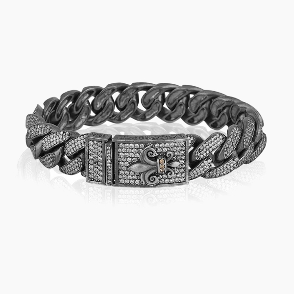 Fleur de lis Design White CZ Diamond Bracelet
