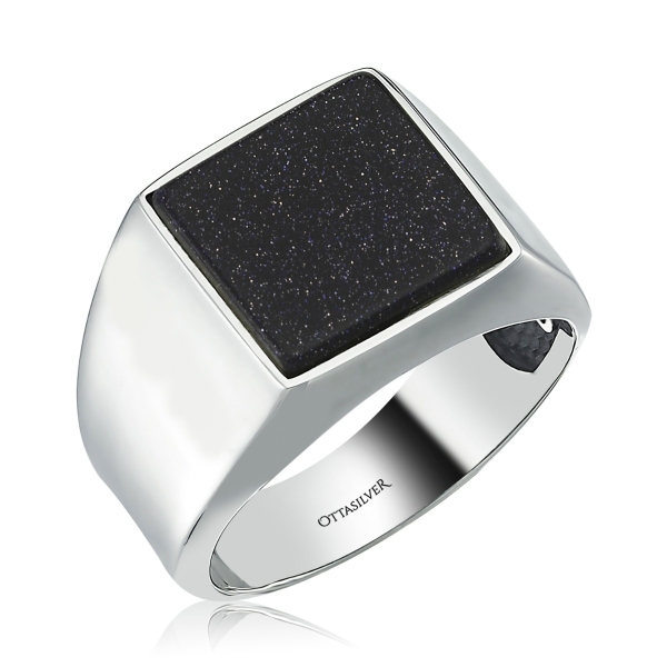 Classic Casual Square Silver Ring-Star Stone