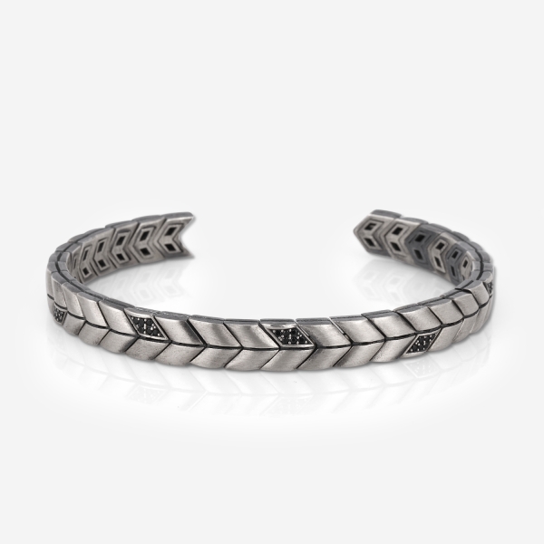 Mosaic Silver Bangle with CZ Diamonds