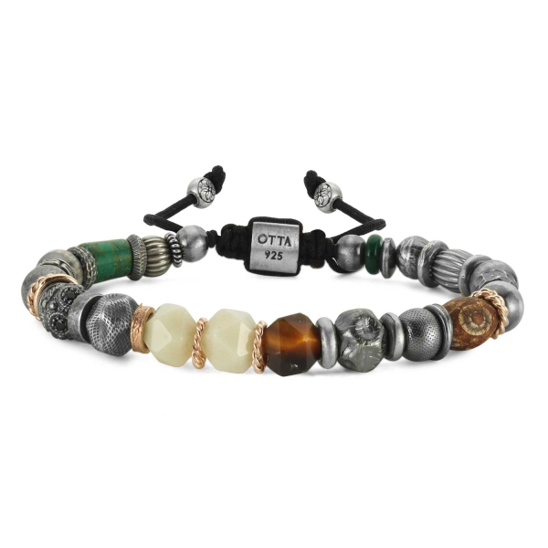 Silver Bead Bracelet with Stone