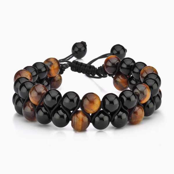 Bold Tiger Eye with Matte Beaded Bracelet