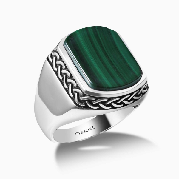 Sterling Silver Ring Malachite Stone