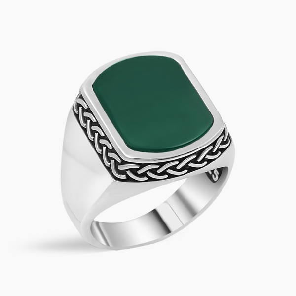 Sterling Silver Green Agate Ring