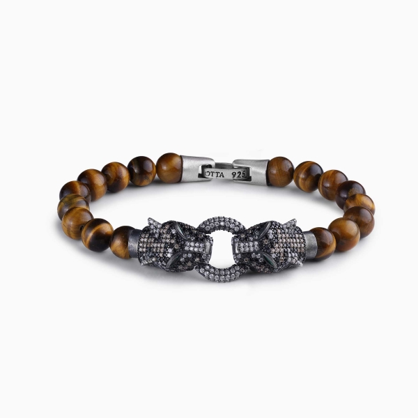 Tiger Eye Beaded Panther Bracelet 