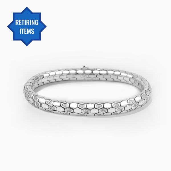 Silver Python Design in Silver Bracelet with CZ Diamonds