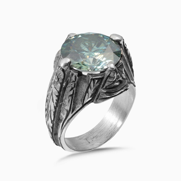 9.40 CT  Moissanite Diamond Engraved Ring