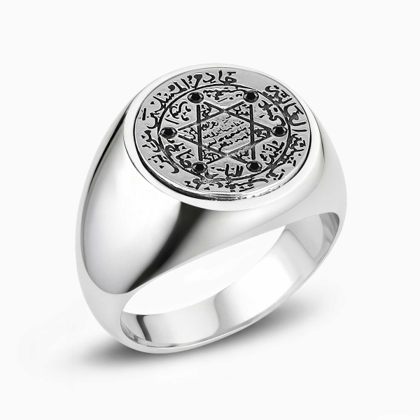 Signet Seal of Solomon Ring in Silver