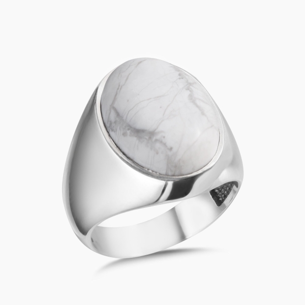 Howlite Stone Silver Ring
