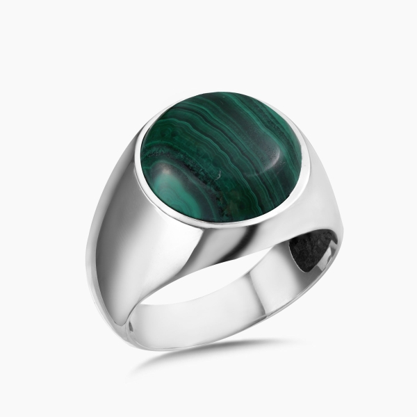 Basic Sterling Silver Ring with Malachite Stone