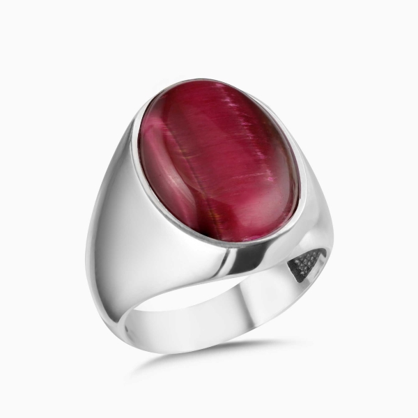 Basic Sterling Silver Ring with Red Tiger Eye