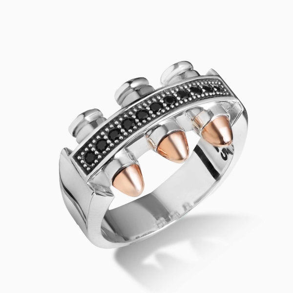 Black Zircon Stone Bullet Ring