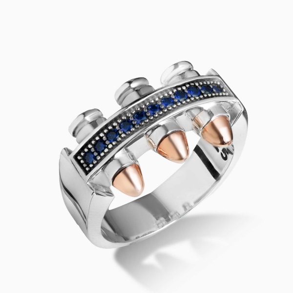 Blue Zircon Stone Bullet Ring
