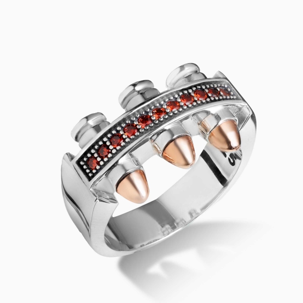 Red Zircon Stone Bullet Ring