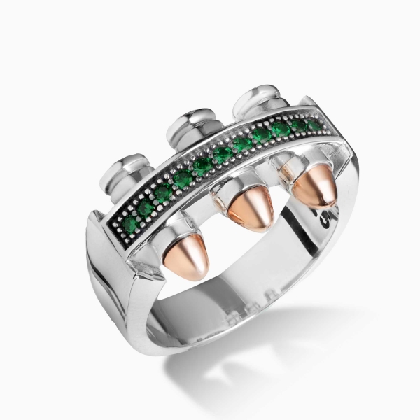 Green Zircon Stone Bullet Ring