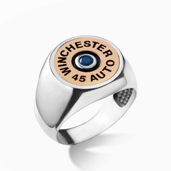 Blue Zirconia Winchester Bullet Ring