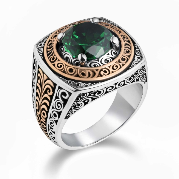 Emerald Stone Silver Ring