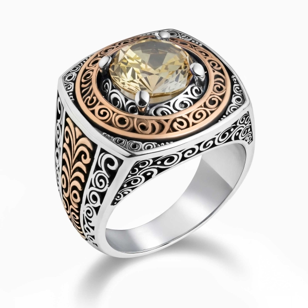 Citrine Ice Cut Stone Silver Ring