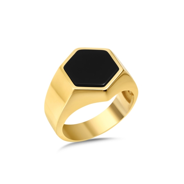18K Gold Plated Black Onyx Ring