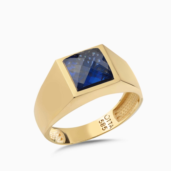 14K Solid Gold Blue Zircon  Ring