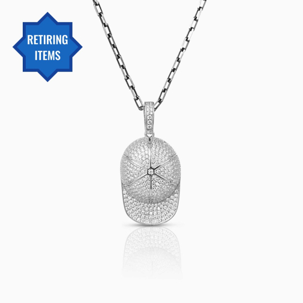 Silver Basketball Cap Pendant Necklace
