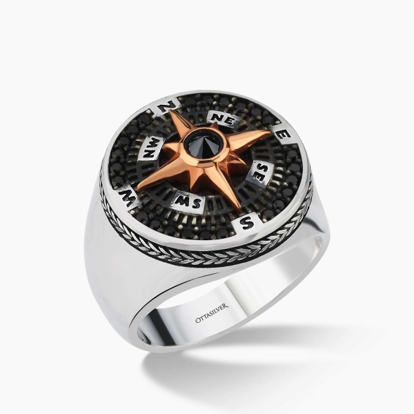 Compass Black Zircon Ring