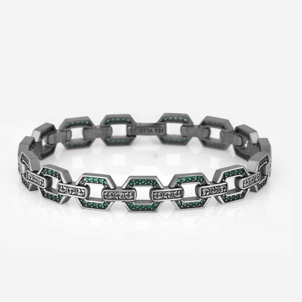 Green Zircon Diamond Engraved Bracelet
