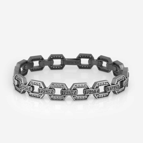 White Zircon Diamond Engraved Bracelet