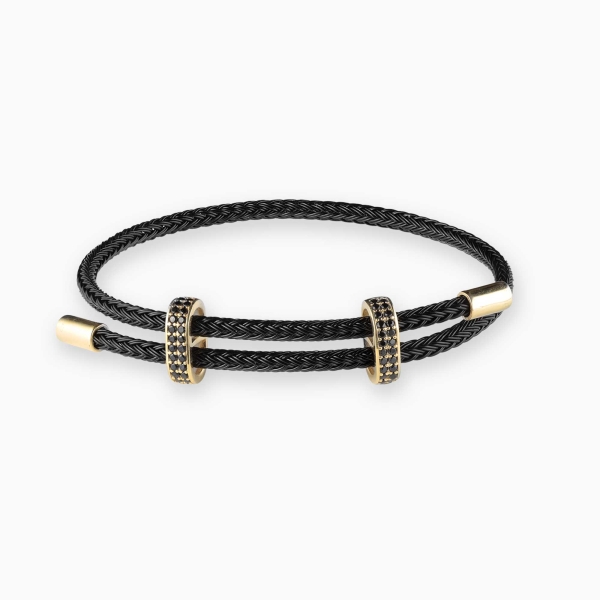 Gold Plated Black Zirconia Rope Bracelet 