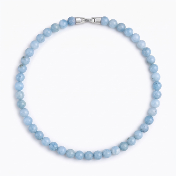 Ice Aquamarine Stone Spiritual Beads Necklace-8mm