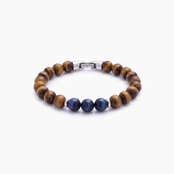 Blue & Brown Tiger Eye Stone Spiritual Beads Bracelet-8mm