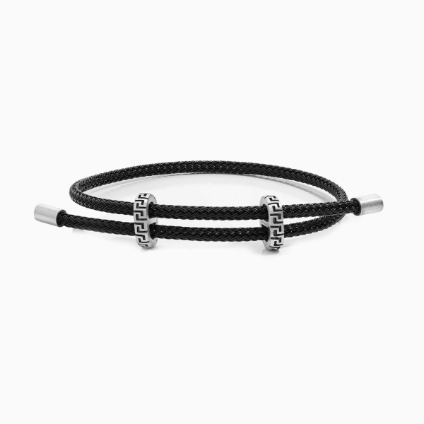  Greek Pattern Silver Rope Bracelet 