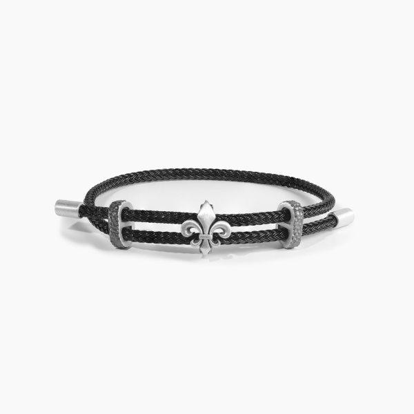 Fleur de Lis Silver Rope Bracelet 