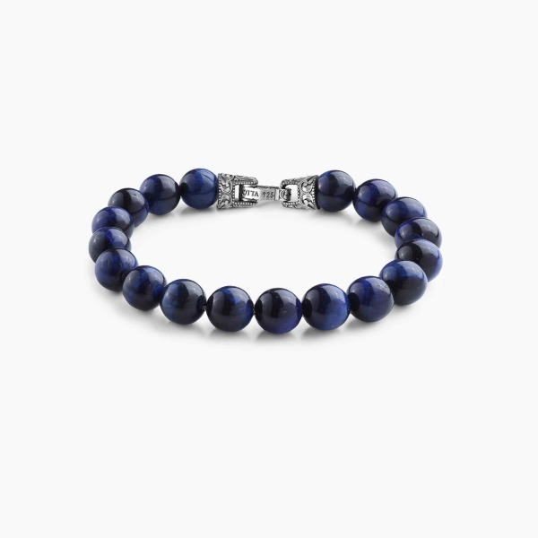 Blue Tiger Eye Stone Spiritual Beads Bracelet-10mm - Engraved
