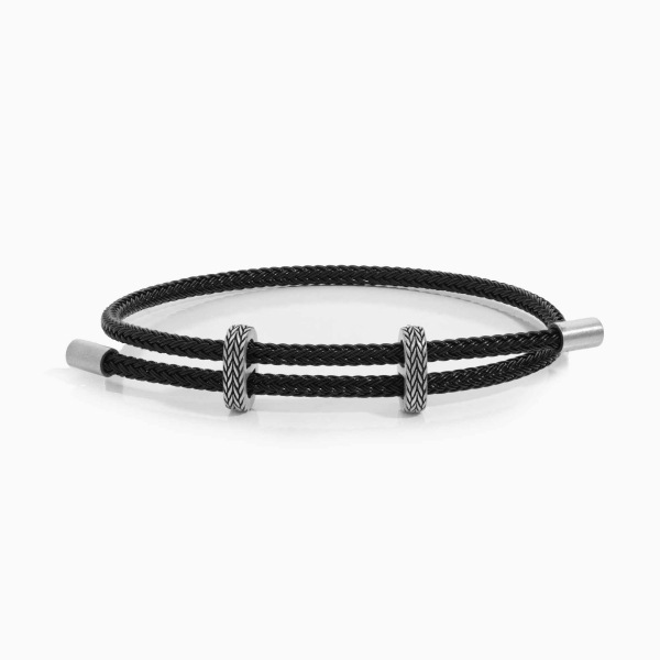 Engraved Silver Rope Bracelet 