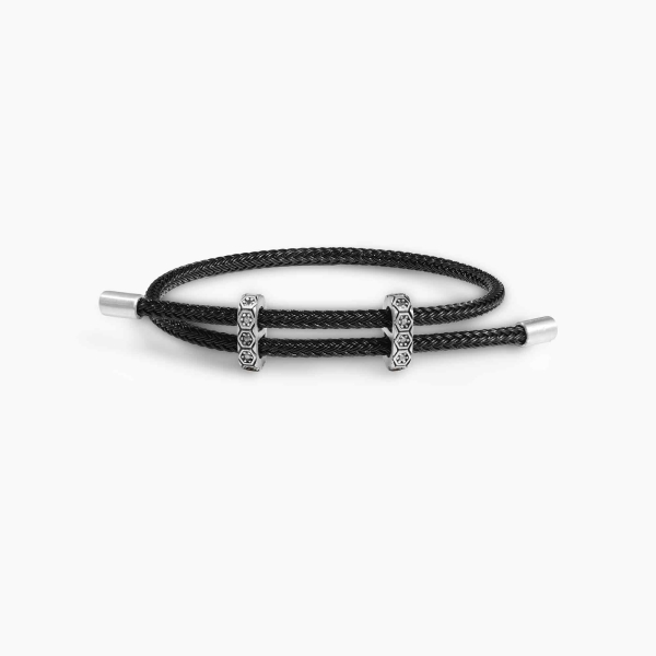 White Zircon  Silver Rope Bracelet 