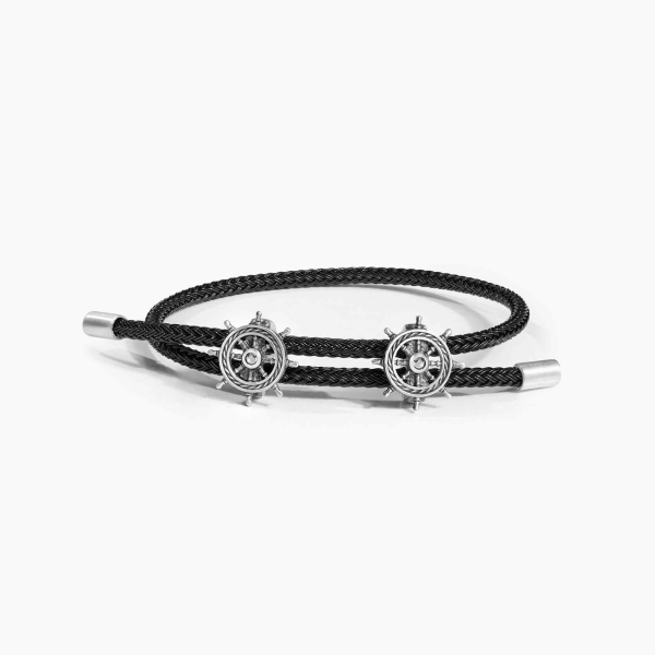 Silver Wheel Rope Bracelet - White Zircon
