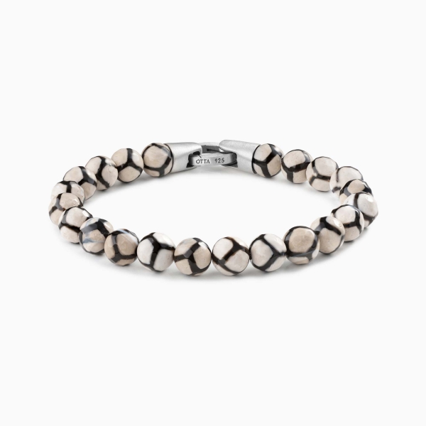 Black White Tibetan Stone Spiritual Beads Bracelet-8mm