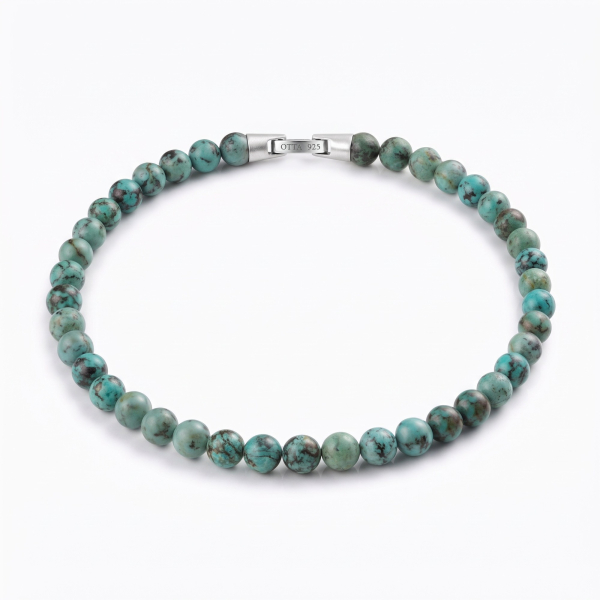 African Turquoise Stone Spiritual Beads Necklace-8mm