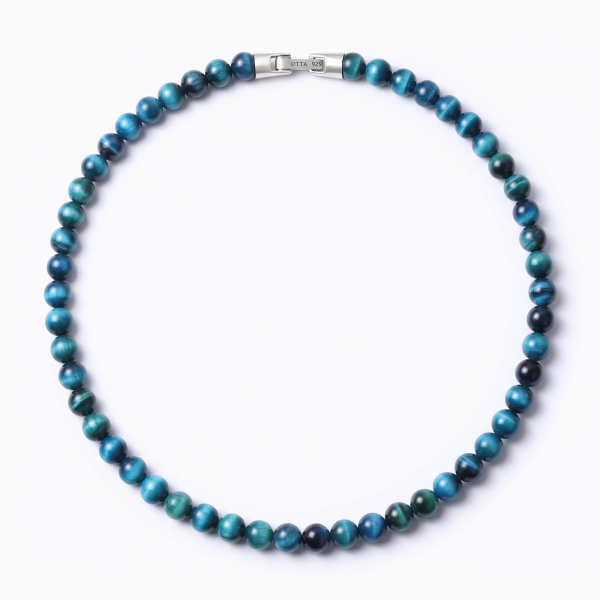 Bright Blue Tiger Eye Stone Spiritual Beads Necklace-8mm