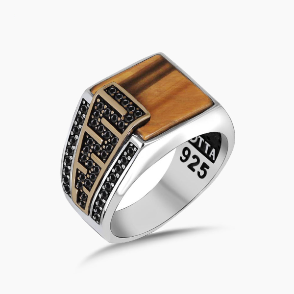 Tiger Eye Stone Minimal Ring