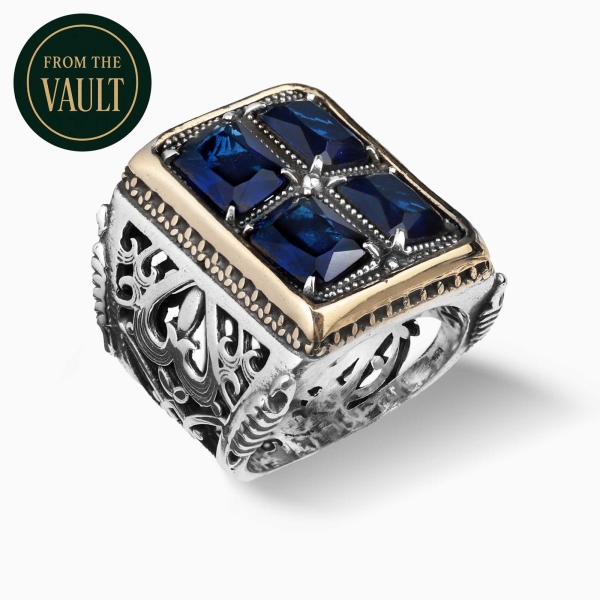 Blue Faceted Zircon Silver Ring