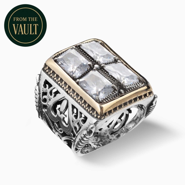 Silver Ring with White Zircon Stone 