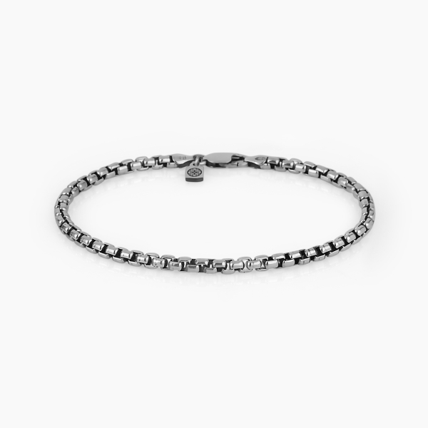 Round Box Chain Bracelet Italian Silver - 3 mm
