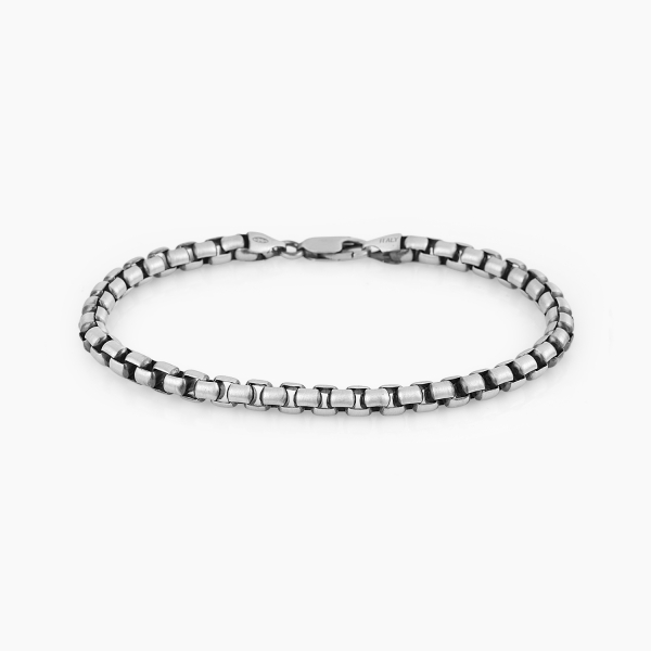 Round Box Chain Bracelet  Italian Silver - 5 mm