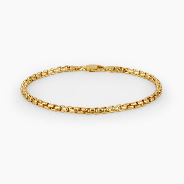 Round Box Chain Bracelet Gold Plated - 4 mm