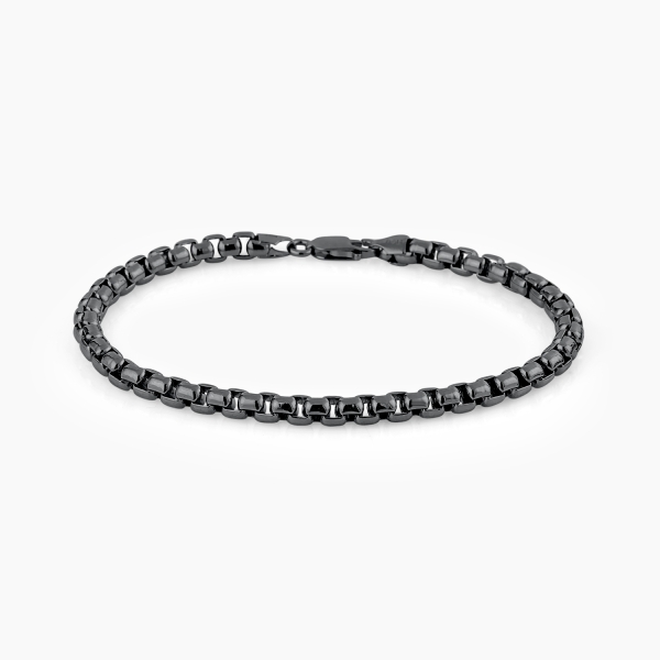 Round Box Chain Bracelet Black Rhodium Plated - 5 mm
