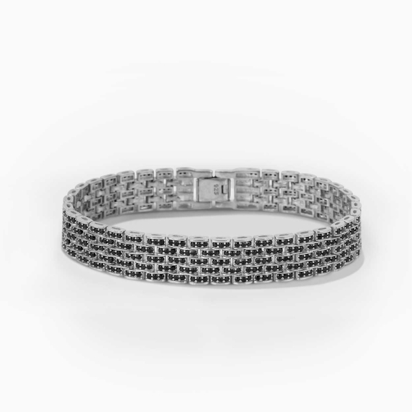 Black Embellished Silver Rolex Style Bracelet